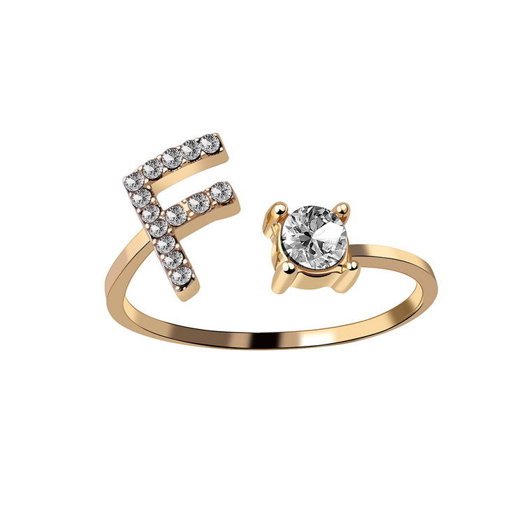 New Design Adjustable 26 Initial Letter Ring Fashion Jewelry For Women Simple Elegant Jewelry New Design Adjustable 26 Initial Letter Ring Fashion Jewelry For Women Simple Elegant Jewelry